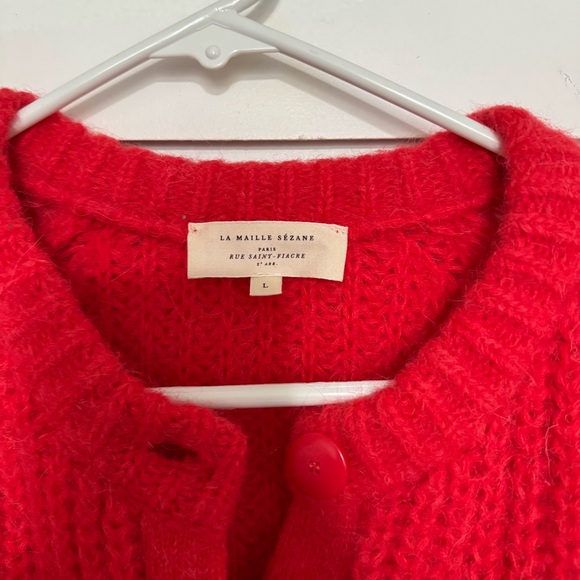 Sezane Emile Cardigan Red Knit Jumper Alpaca Wool - Picture 8 of 10